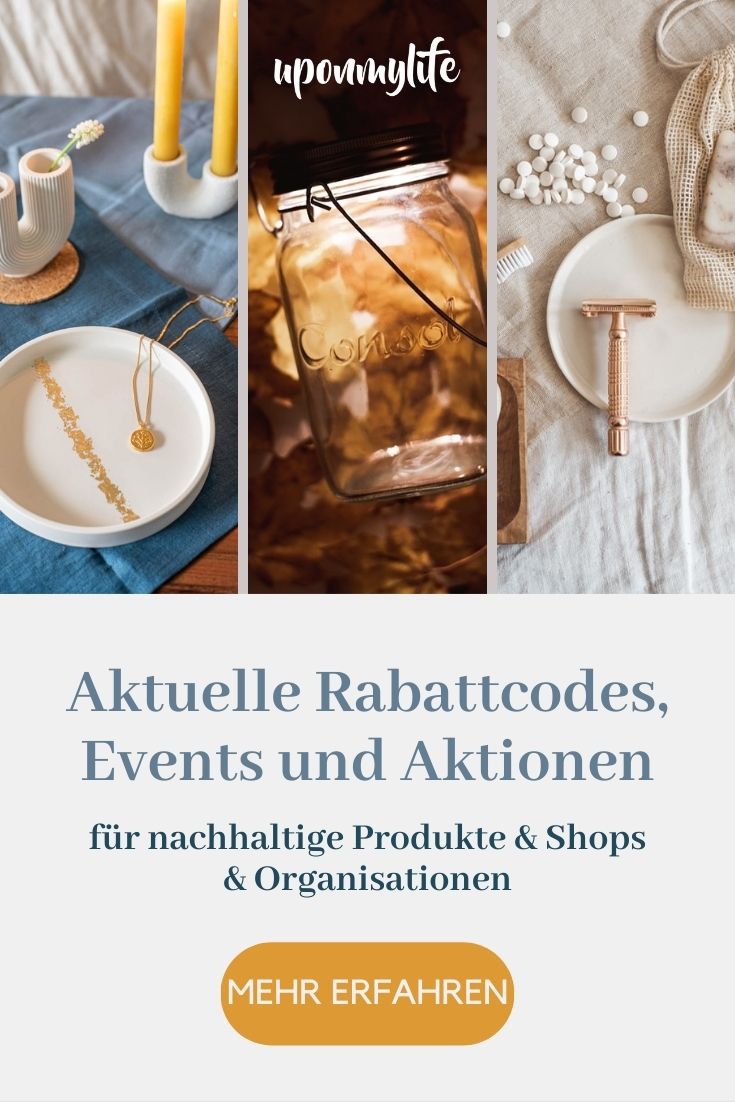 Aktuelle nachhaltige Rabattcodes, nachhaltige Events und nachhaltige Aktionen inkl. Rabattcodes für Fair Fashion Labels. Alles auf einen Blick