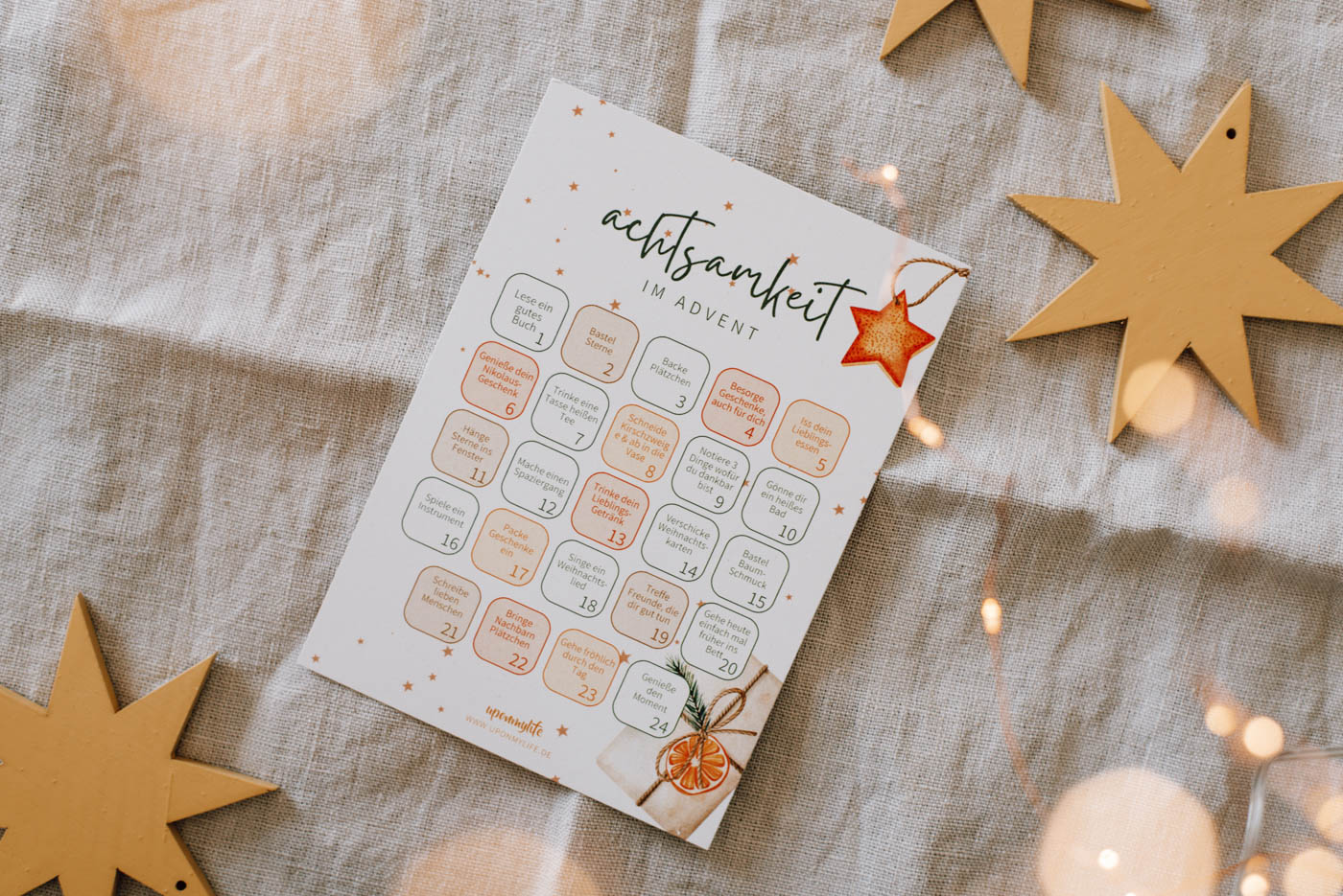 Produktbild von Postkarte Adventskalender Weihnachtskalender Postkarte A6 (Sterne