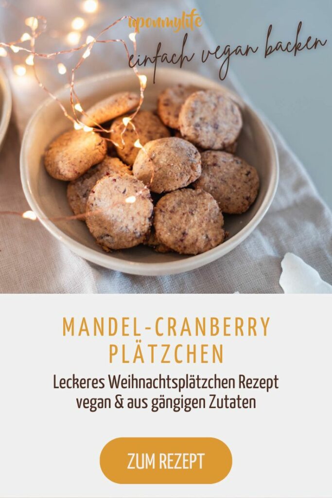 Mandel-Cranberry Plätzchen: Veganes Rezept für Weihnachtsplätzchen mit Marzipan. Einfach, schnell, gelingsicher! Aus gängigen Zutaten