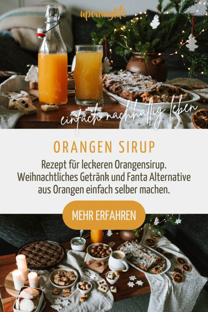 Rezept für leckeren Orangensirup. Weihnachtliches Getränk und Fanta Alternative aus Orangen einfach selber machen.