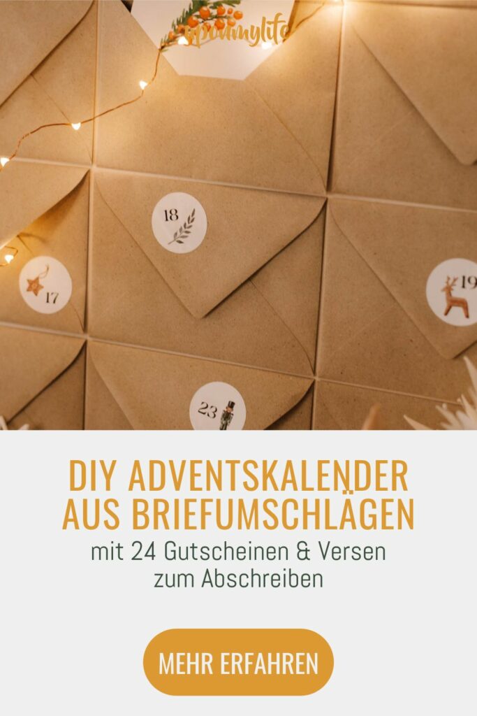 Gutschein-Adventskalender basteln aus einfachen Briefumschlägen und füllen mit Gutscheinen, Versen, Sprüchen und Wünschen. Zum Abschreiben!